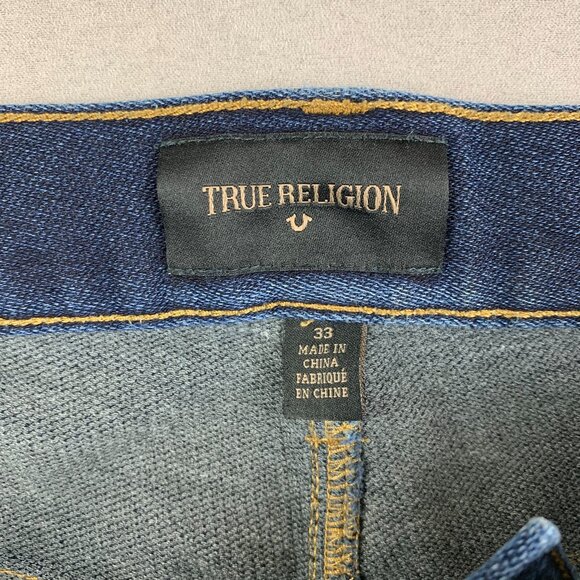 True Religion Mens Pants 33 Blue Jogger Jeans Tapered Runner Drawstring 33x32 - Picture 6 of 13